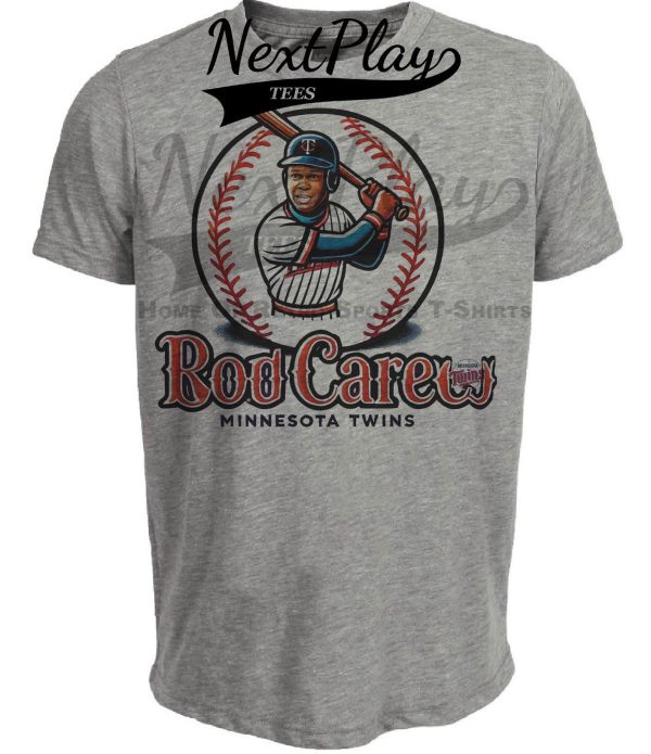 Minnesota Twins Rod Carew Exclusive Retro Baseball Artwork Heather Gray Sublimated T-Shirt