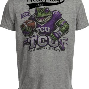 Texas Christian TCU Horned Frogs Exclusive Retro Football Artwork Heather Gray Sublimated T-Shirt