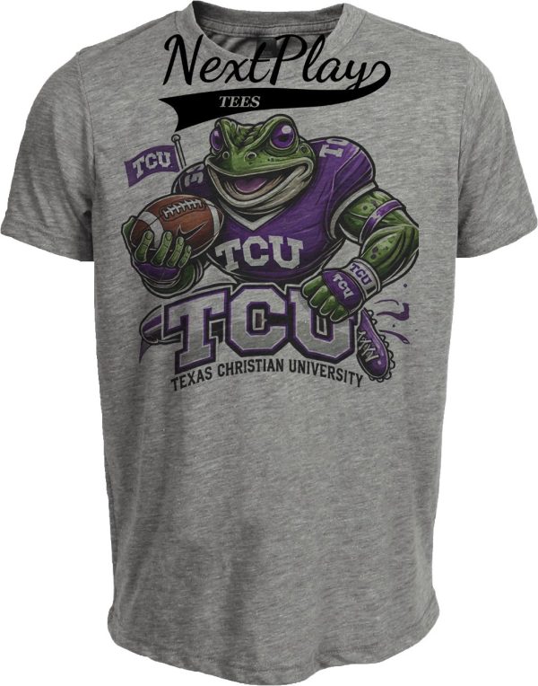 Texas Christian TCU Horned Frogs Exclusive Retro Football Artwork Heather Gray Sublimated T-Shirt