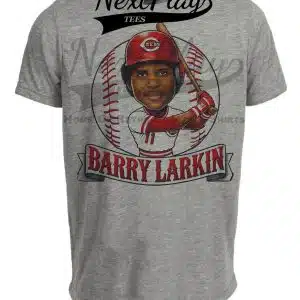 Cincinnati Reds Barry Larkin MVP Exclusive Retro Baseball Artwork Heather Gray Sublimated T-Shirt