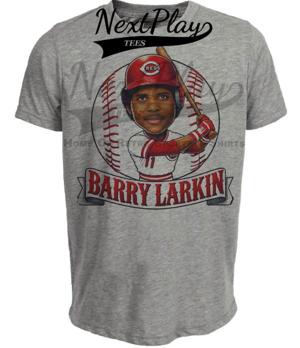 Cincinnati Reds Barry Larkin MVP Exclusive Retro Baseball Artwork Heather Gray Sublimated T-Shirt