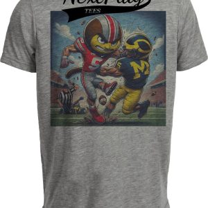 Ohio State Buckeyes vs. Michigan Wolverines Exclusive Retro Rivalries Football 1989 Artwork Heather Gray Sublimated T-Shirt