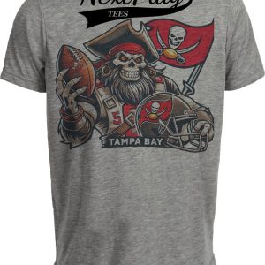 Tampa Bay Buccaneers Exclusive Retro Football Flag Artwork Heather Gray Sublimated T-Shirt