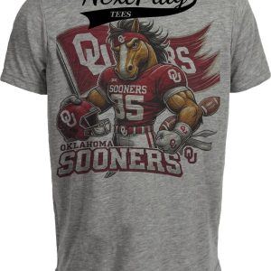 Oklahoma Sooners Exclusive Retro Football Flag Artwork Heather Gray Sublimated T-Shirt