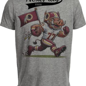 Washington Redskins Exclusive Retro Football Mascot 1982 Artwork Heather Gray Sublimated T-Shirt