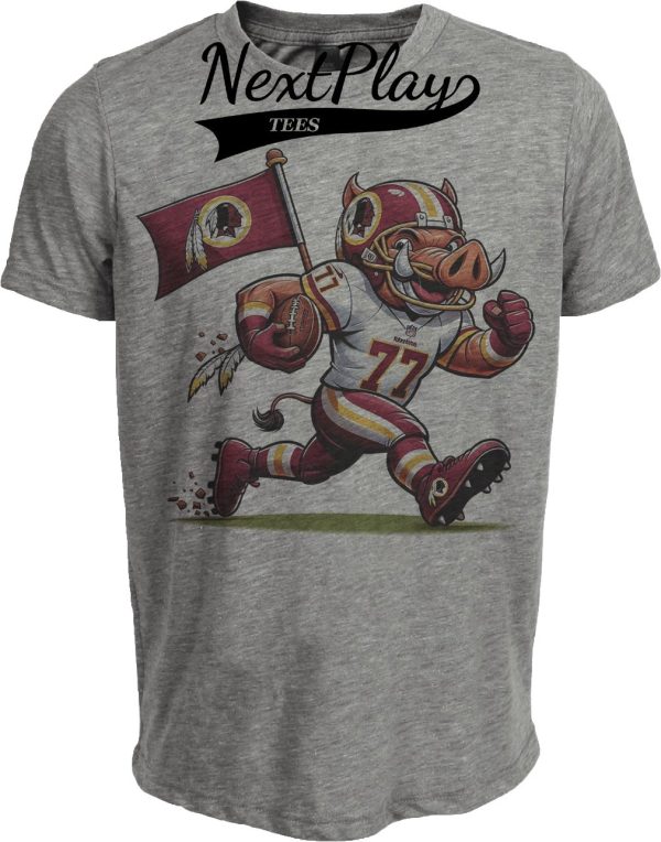 Washington Redskins Exclusive Retro Football Mascot 1982 Artwork Heather Gray Sublimated T-Shirt
