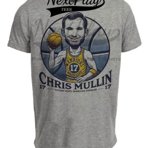 Golden State Warriors Chris Mullin Exclusive Retro Basketball Artwork Heather Gray Sublimated T-Shirt