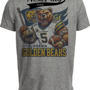 California Golden Bears Exclusive Retro Football Flag Artwork Heather Gray Sublimated T-Shirt