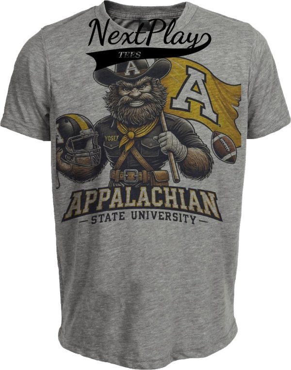 Appalachian State Mountaineers Exclusive Retro Football Flag Artwork Heather Gray Sublimated T-Shirt