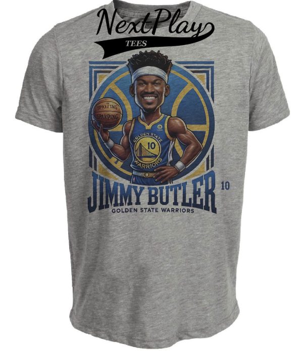Golden State Warriors Jimmy Butler #10 Exclusive Retro Basketball Artwork Heather Gray Sublimated T-Shirt