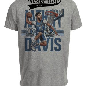 Dallas Mavericks Anthony Davis Exclusive Retro Basketball Dunk Artwork Heather Gray Sublimated T-Shirt