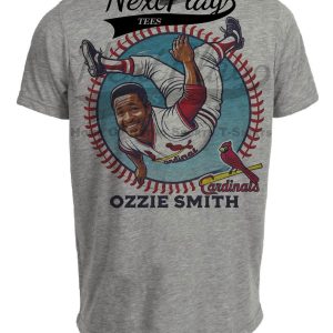 St. Louis Cardinals Ozzie Smith Exclusive Retro Baseball Artwork Heather Gray Sublimated T-Shirt