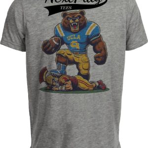 UCLA Bruins vs. USC Trojans Exclusive Retro Rivalries Football Stomp Artwork Heather Gray Sublimated T-Shirt