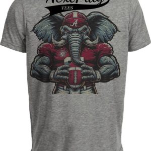 Alabama Crimson Tide Exclusive Retro Strength Football Artwork Heather Gray Sublimated T-Shirt