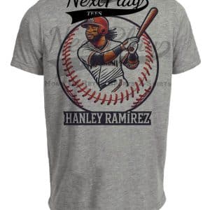 Florida Miami Marlins Hanley Ramirez Exclusive Retro Baseball Artwork Heather Gray Sublimated T-Shirt