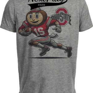 Ohio State Buckeyes Exclusive Retro Football TD Brutus Artwork Heather Gray Sublimated T-Shirt