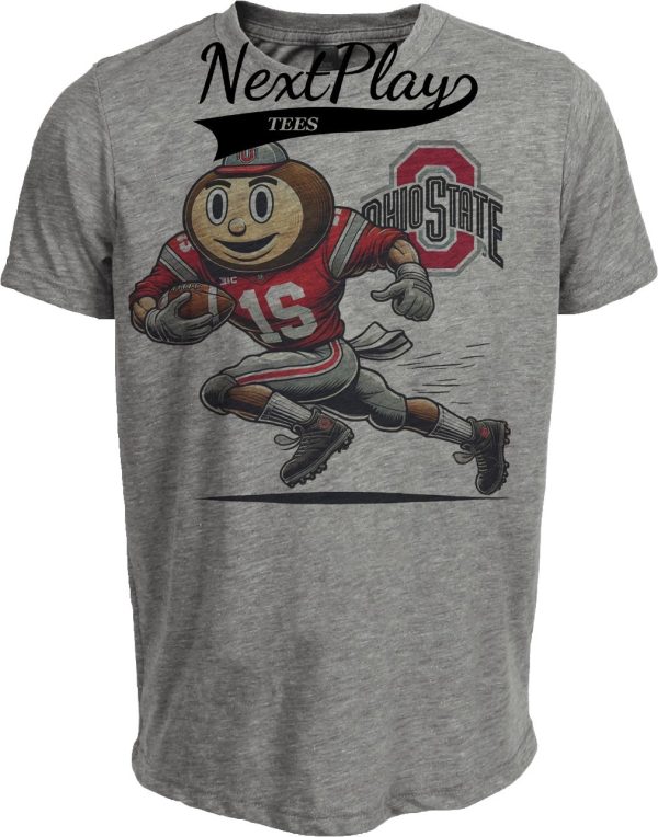 Ohio State Buckeyes Exclusive Retro Football TD Brutus Artwork Heather Gray Sublimated T-Shirt