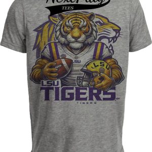 LSU Tigers Exclusive Retro Football Helmet Artwork Heather Gray Sublimated T-Shirt