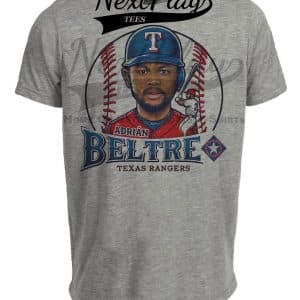 Texas Rangers Adrian Beltre Exclusive Retro Baseball Artwork Heather Gray Sublimated T-Shirt
