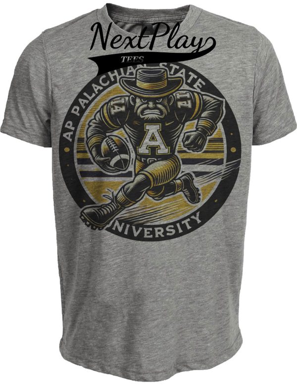 Appalachian State Mountaineers Exclusive Retro Football Circle Artwork Heather Gray Sublimated T-Shirt