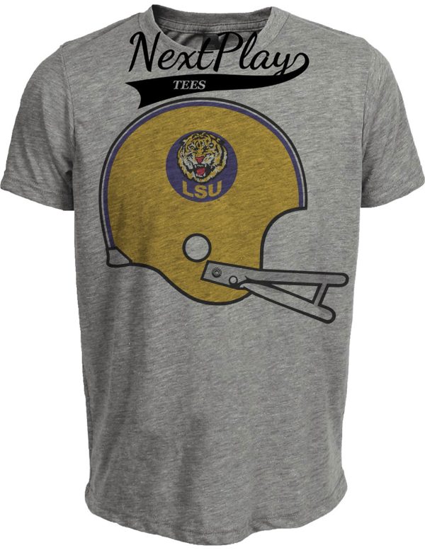 LSU Tigers Retro Football Helmet 1972 Artwork Heather Gray Sublimated T-Shirt