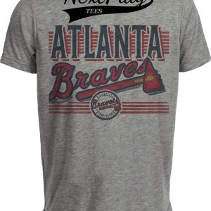 Atlanta Braves Exclusive Retro Baseball Team Artwork Heather Gray Sublimated T-Shirt