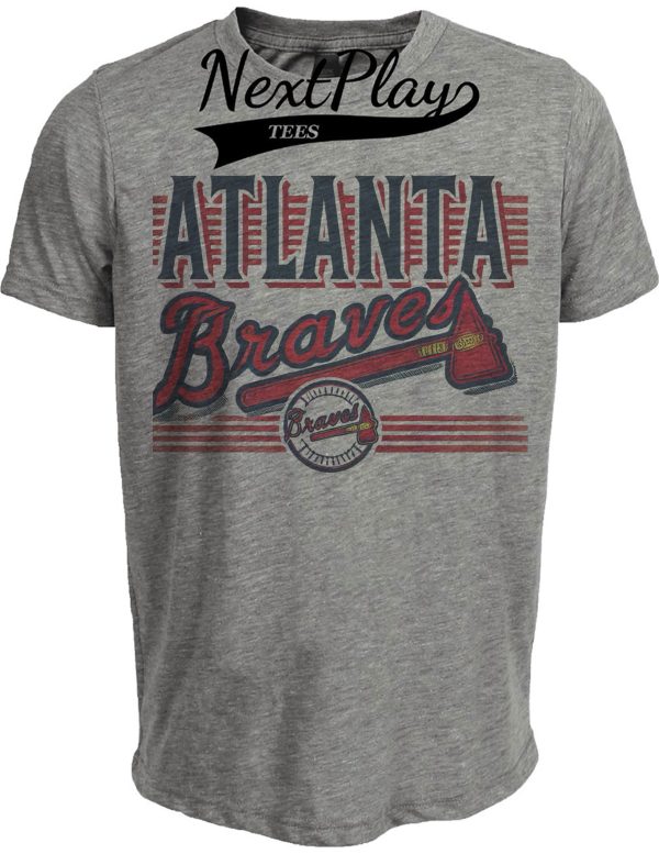 Atlanta Braves Exclusive Retro Baseball Team Artwork Heather Gray Sublimated T-Shirt