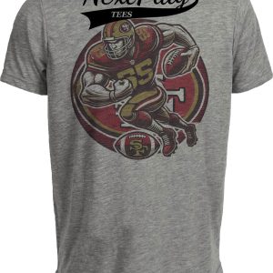 San Francisco 49ers Exclusive Retro Throwback Football Circle Artwork Heather Gray Sublimated T-Shirt