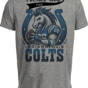 Indianapolis Colts Exclusive Retro Football Blue Horseshoe Artwork Heather Gray Sublimated T-Shirt