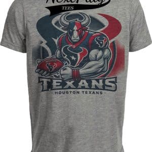Houston Texans Exclusive Retro Football Circle Artwork Heather Gray Sublimated T-Shirt