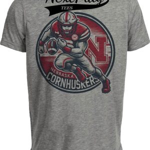 Nebraska Cornhuskers Exclusive Retro Football Circle Artwork Heather Gray Sublimated T-Shirt
