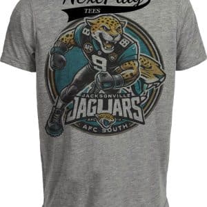 Jacksonville Jaguars Exclusive Retro Football Circle Artwork Heather Gray Sublimated T-Shirt