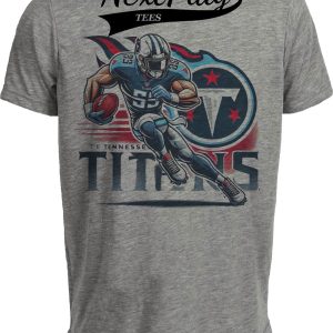 Tennessee Titans Exclusive Retro Football Running Artwork Heather Gray Sublimated T-Shirt