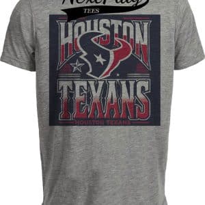 Houston Texans Exclusive Retro Football Square Artwork Heather Gray Sublimated T-Shirt