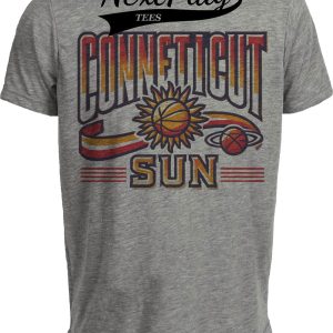 Connecticut Sun Exclusive Retro Playoff Basketball Artwork Heather Gray Sublimated T-Shirt