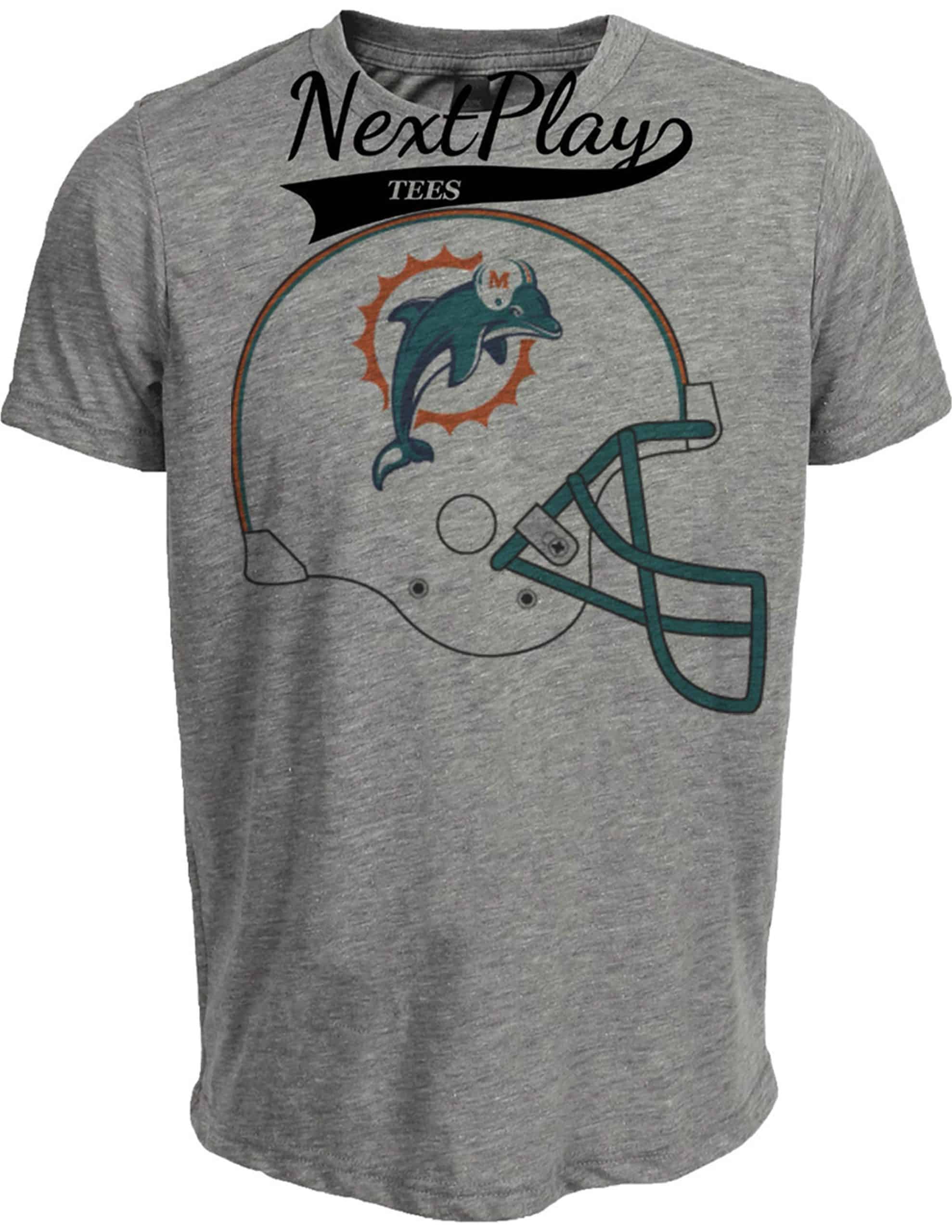 Miami Dolphins Retro Football Helmet 1997 Artwork Heather Gray Sublimated T-Shirt