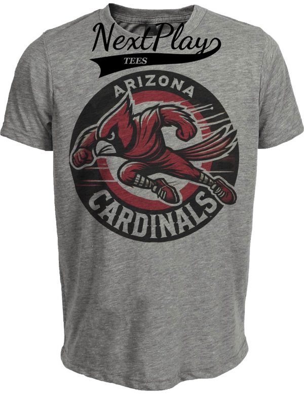 Arizona Cardinals Exclusive Retro Football Circle Artwork Heather Gray Sublimated T-Shirt