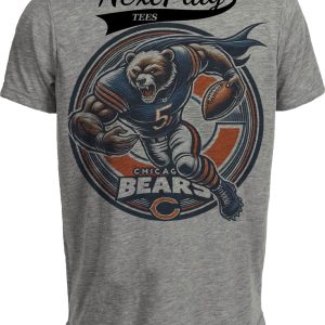 Chicago Bears Exclusive Retro Football Circle Artwork Heather Gray Sublimated T-Shirt