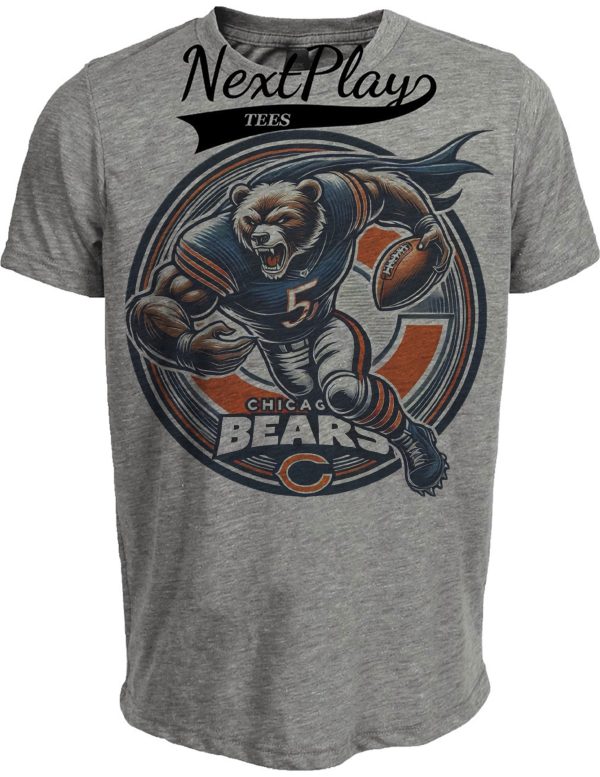 Chicago Bears Exclusive Retro Football Circle Artwork Heather Gray Sublimated T-Shirt