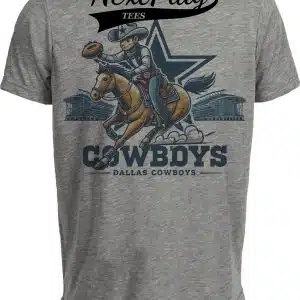 Dallas Cowboys Exclusive Retro Football Rowdy Mascot Artwork Heather Gray Sublimated T-Shirt