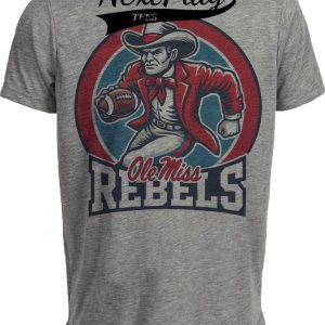 Ole Miss Rebels Exclusive Retro Football Circle Artwork Heather Gray Sublimated T-Shirt