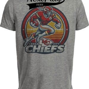 Kansas City Chiefs Exclusive Retro Football Laces Circle Artwork Heather Gray Sublimated T-Shirt