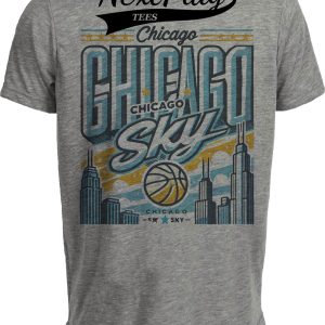 Chicago Sky Exclusive Retro Basketball Playoff Artwork Heather Gray Sublimated T-Shirt
