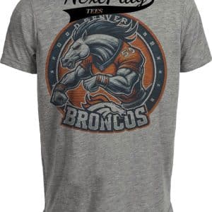 Denver Broncos Exclusive Retro Football Circle Artwork Heather Gray Sublimated T-Shirt