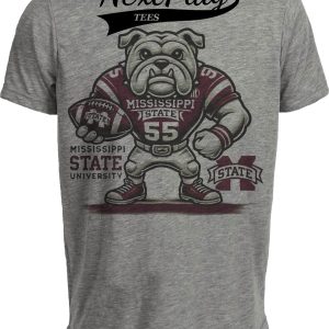 Mississippi State Bulldogs Exclusive Retro Football Artwork Heather Gray Sublimated T-Shirt