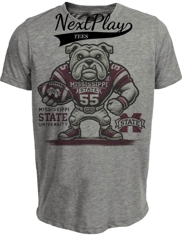 Mississippi State Bulldogs Exclusive Retro Football Artwork Heather Gray Sublimated T-Shirt