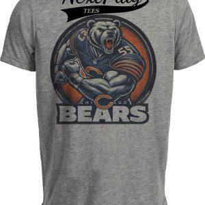 Chicago Bears Exclusive Retro Mascot Football Circle Artwork Heather Gray Sublimated T-Shirt