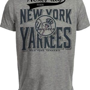 New York Yankees Exclusive Retro Baseball Team Logo Artwork Heather Gray Sublimated T-Shirt