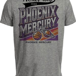 Phoenix Mercury Exclusive Retro Basketball Playoff Artwork Heather Gray Sublimated T-Shirt