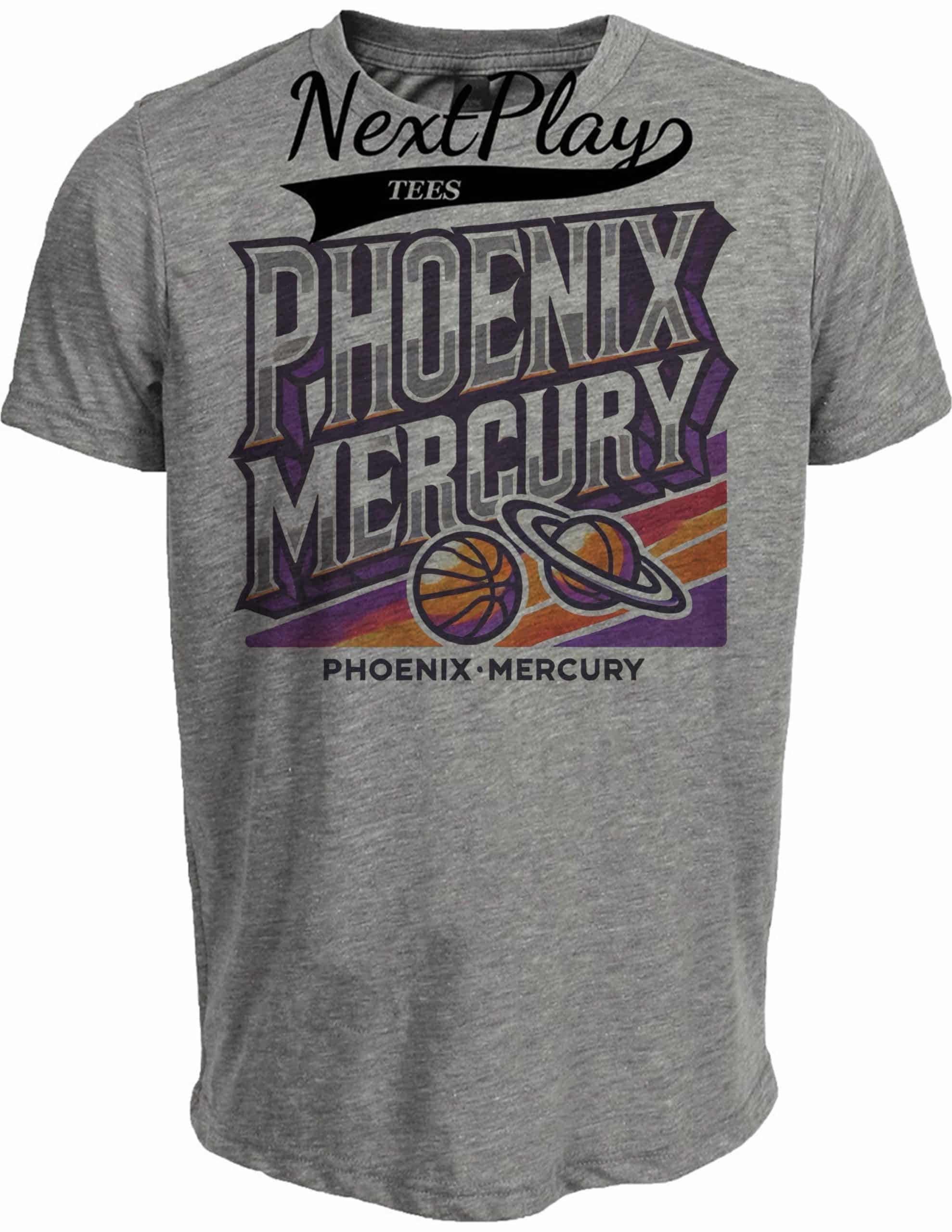 Phoenix Mercury Exclusive Retro Basketball Playoff Artwork Heather Gray Sublimated T-Shirt